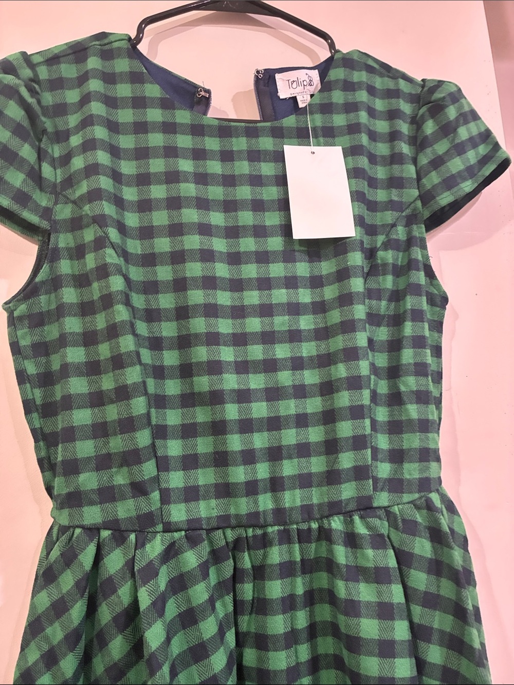 Tulip B NWT Green Gingham Short-Sleeve Fit & Flare Dress - Picture 11 of 11